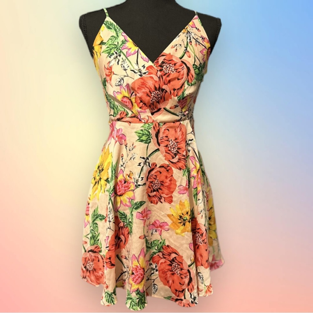 Floral V-Neck Dress - Multicolor